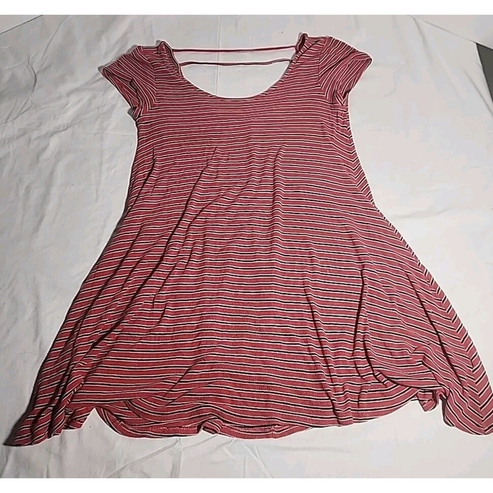 American Eagle Red Striped Cap Sleeve Ribbed Dress Sz XS